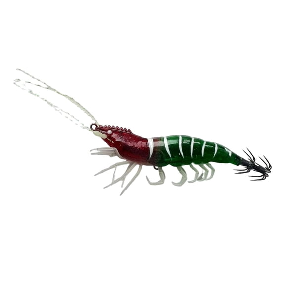 Pre-Rigged Fishing Jigs, Glow-in-Dark Shrimp Soft Lure - Silicone Prawn Bait for Saltwater Freshwater, Bass, Trout, Redfish, Walleye, Catfish, Flounder, Snook