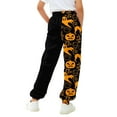 thumbnail image 4 of XQYLOS Girls Halloween Sweatpants - Pumpkin Ghos𝗍 Print 𝖣rawstring Baggy High Waisted Elastic Long Bottom for Kids 3-14Y, 4 of 6