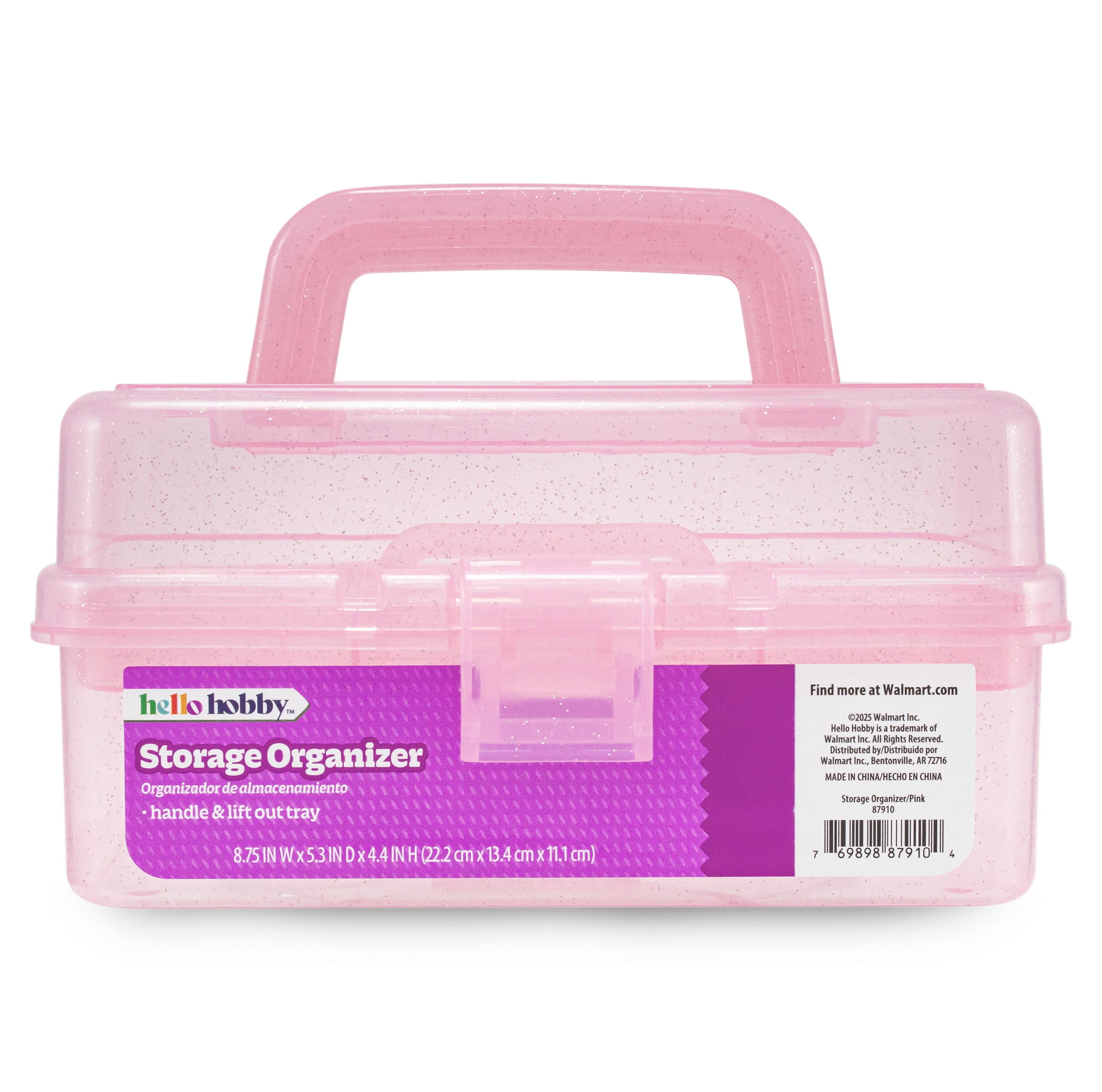 Hello Hobby Pink Glitter Art and Craft Storage Case with Lift Out