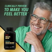 GNC Mega Men 50 Plus Clinically Proven Multivitamin Caplets, For Heart & Prostate Health, B Vitamins, Saw Palmetto, Memory, Vitamin D-3, 60 count