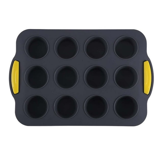 Fábrica nueva silicona 12-pieza silicona muffin molde hogar antiadherente taza muffin hornear molde hornear bandeja herramienta bandeja