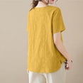 thumbnail image 5 of Camisas de Manga Corta para las Mujeres Blusas de Cuello Redondo con Botones Casuales, Camisa de Verano de Moda para Diarios Y Fiestas, 5 of 5