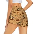 thumbnail image 3 of Vsdgher Brown Mushrooms Print Women's Running Double Layer Shorts High Waisted with Pockets Elastic Yoga Workout Athletic Gym Sports, 3 of 8