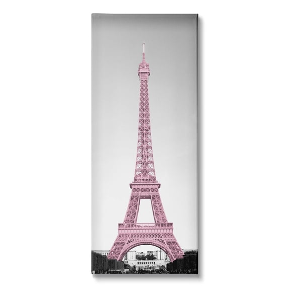 Stupell Industries French Eiffel Tower Landmark Photography Pink Parisian Pop, 13 x 30, Design by Emily Navas