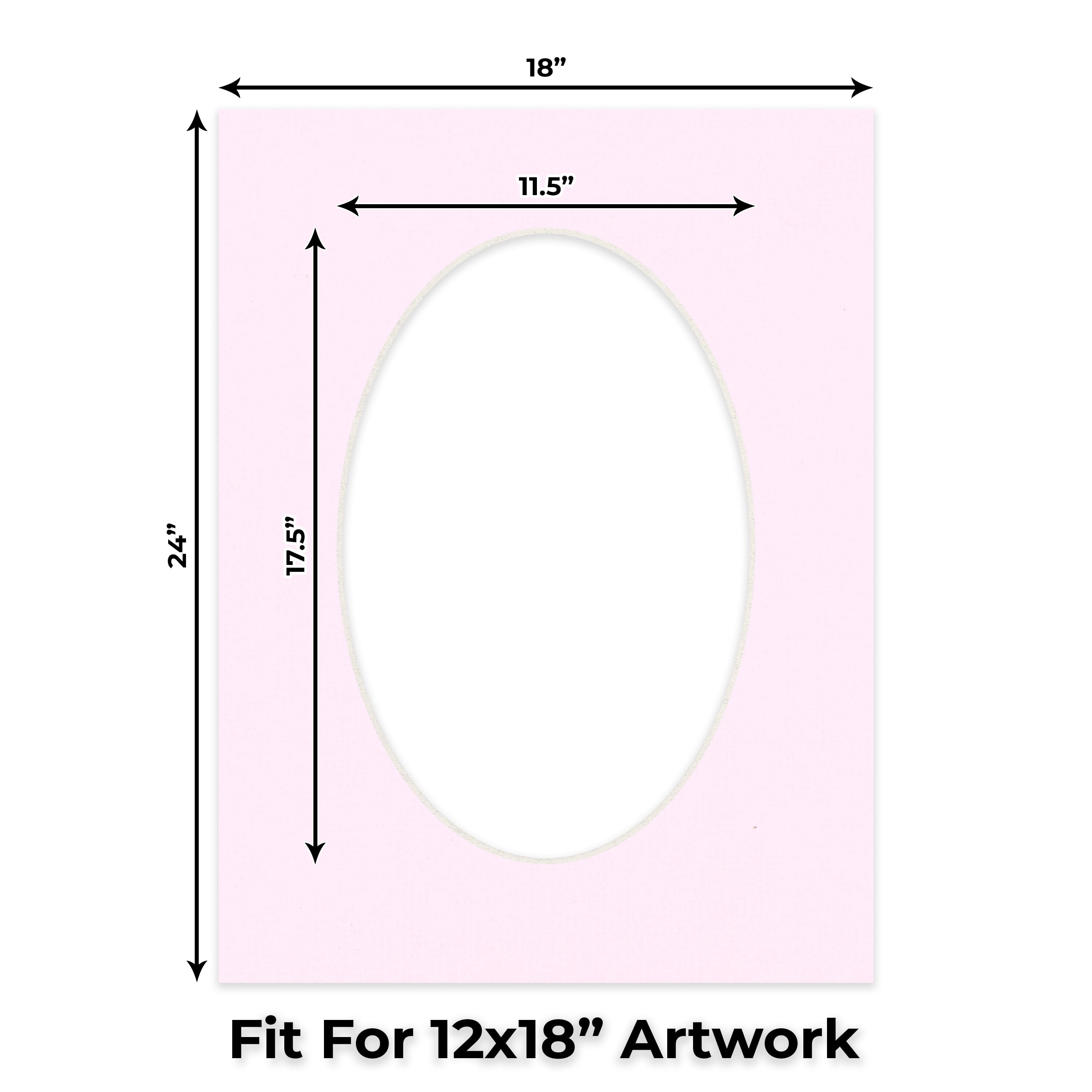 Hollyhock Pink Picture Frame Mat for 18x24 Frames - Oval Opening for 12x18 Photos - 1 Mat