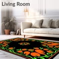 thumbnail image 2 of ODIKA 8'x10' Machine Washable Non-Slip Area Rug, Pumpkin Patch Harvest Doormat with Autumn Vine Border Details High Traffic Rug, Orange, 729984, 2 of 7