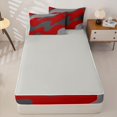 thumbnail image 4 of Homewish Grunge Red Camo Zipper Queen Comforter Set with Fitted Sheet and 2 Pillowcases,Retro Aesthetic Zipper Bedding Set,Light Gray Reversible,4pcs, 4 of 8