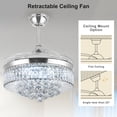 thumbnail image 3 of Ventilador de techo Bavnnro, 42 pulgadas, cristal plateado, regulable a distancia, 3 of 9