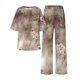 thumbnail image 4 of ICHUANYI Liquidación Mujeres Casual Verano Impreso Cuello Redondo Manga Corta Tops Y Traje De Pantalones Largos ICHUANYI WER202308246353, 4 of 5