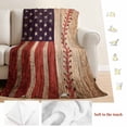 thumbnail image 5 of American Flag Vintage Blanket Soft Cozy Warm Throw Blanket for Couch, Plush Fuzzy Flannel Fleece Blankets for Sofa, Farmhouse Baseball Blue Red Bed Blankets Lightweight Gifts for Women, 40"x60", 5 of 9