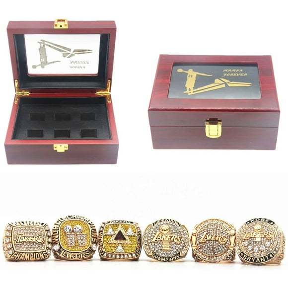 2000 2001 2002 2009 2010 la Réplique de Championnat Ring Lakers Ensemble de Bagues Taille 11 avec Boîte en Bois de Luxe et Bague Commémorative de Retraite K'o'b'e Mamba Forever 2016 (11)