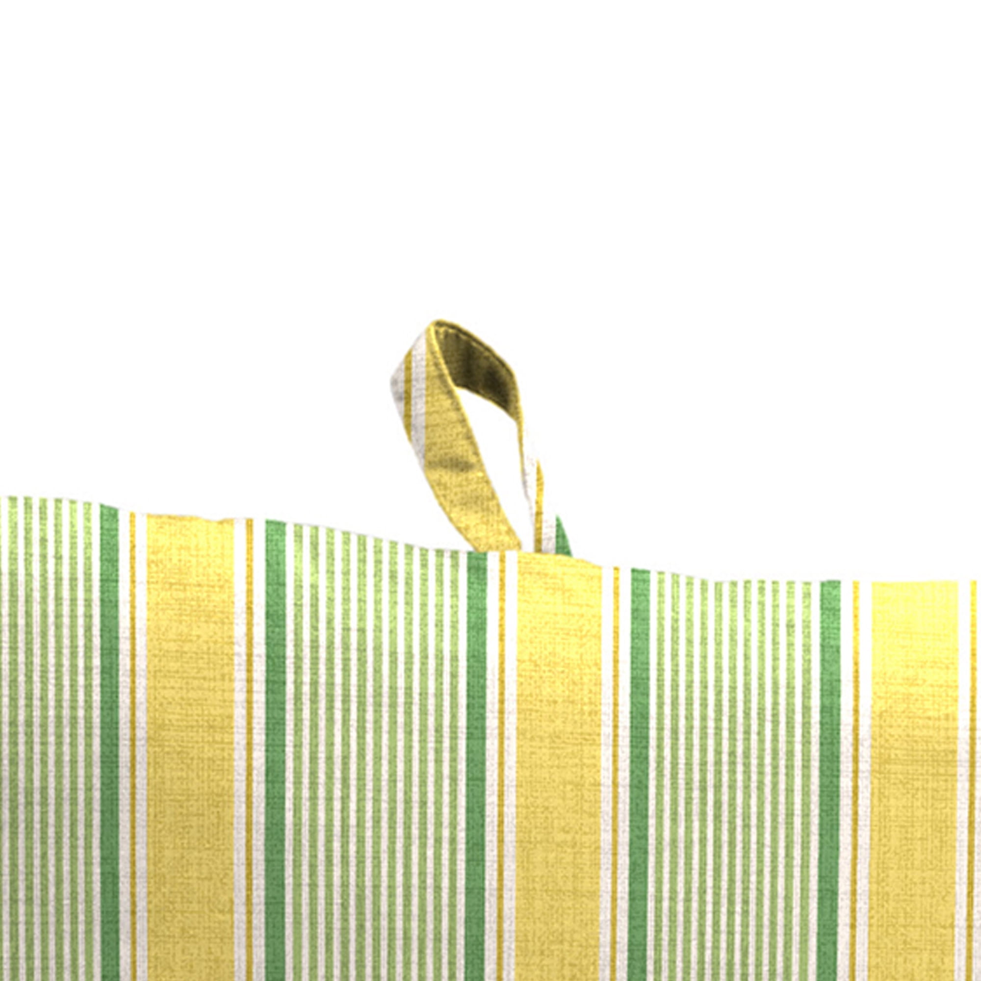 Jordan Manufacturing 44" x 21" Corky Wheat Yellow and Green Stripe Rectangular Outdoor Chair Cushion with Ties and Hanger Loop