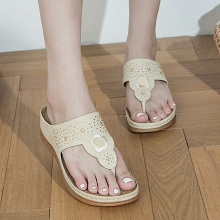 

Aayomet Women Sandals Wedges Women Fashion Breathable Toe Beach Sandals Flowers Comfortable Shoes Summer Women s sandals Beige 7.5