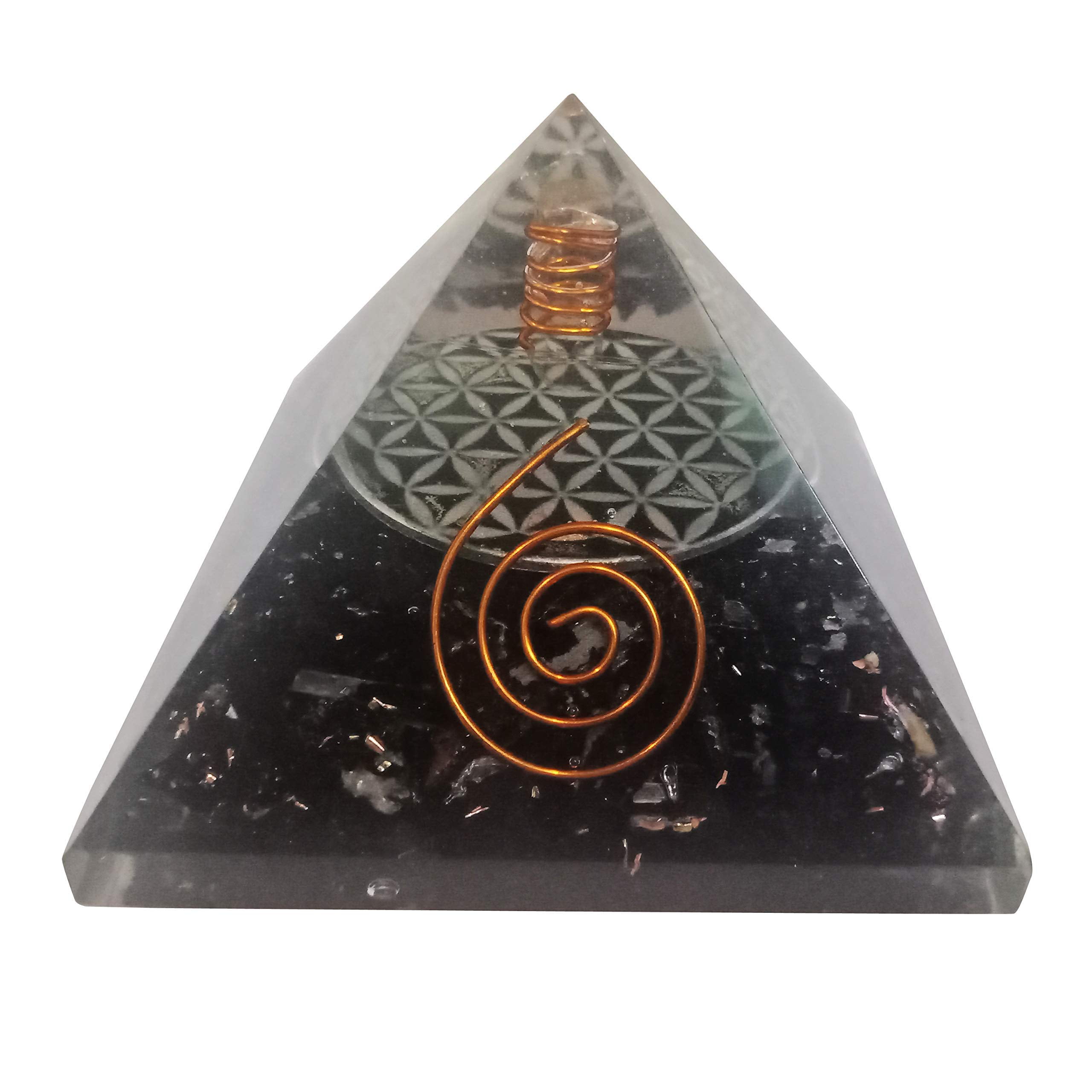 Black Tourmaline Selenite Large Orgonite Pyramid for EMF Protection Home Decor 