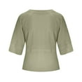 thumbnail image 2 of tklpehg 3/4 Sleeve Tops for Women Loose Fit Lightweight Blouse Leisure 3/4 Sleeve T Shirts Crew Neck Tops Basic Plain Colored Fashion Summer Tops Green 4(S), 2 of 5