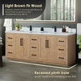 thumbnail image 4 of Cicero 84" Wood Vanity in Light Brown with White Composite Stone Top with Mirror, 4 of 13