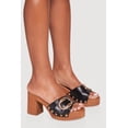 thumbnail image 2 of Women's Metallic Studded Detail Wooden Platform Block Heel Sandals, 2 of 3