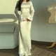 thumbnail image 1 of Vestidos largos de satén con manga acampanada y cuello redondo para mujer, vestidos de fiesta de noche ajustados con cordones, moda Simple y elegante, Sexy, nuevo, 2024, 1 of 5