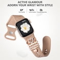 thumbnail image 5 of Comvin Flower Engraved Band Compatible with Apple Watch Bands for Women 40mm 38mm 41mm 42mm, Soft Silicone Band with Decorative Charms for iWatch Series 11 10 9 8 7 6 5 4 3 2 1 SE (With Band), 5 of 9