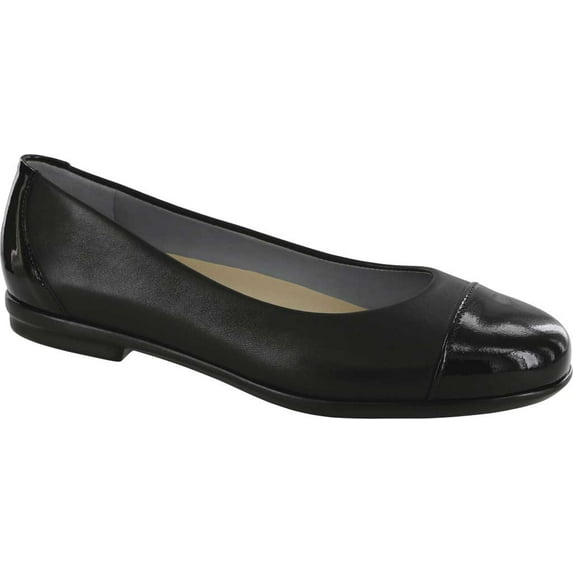 Women's SAS Scenic Cap Toe Ballet Flat Black/Black Patent Leather 10 SS