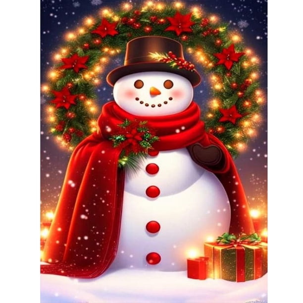 (NH4111) Resina Diamante Serie Navideña Muñeco Nieve Navidad 30*40CM