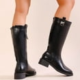 thumbnail image 4 of Miluxas Women's Knee High Boots Square Toe Chunky Low Heels Zipper Tall Boots Black 9(42), 4 of 9