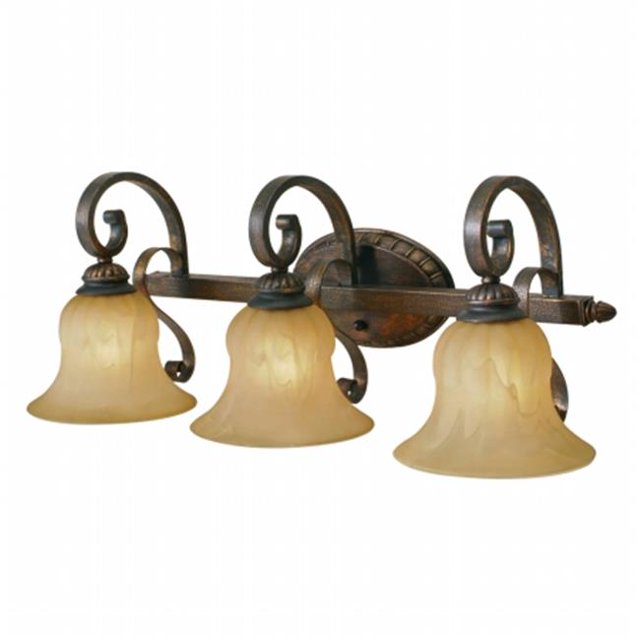 Golden Lighting 7116-BA3 LC Mayfair Leather Crackle 3 Light Vanity