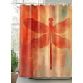thumbnail image 2 of Shower Curtains Orange Dragonfly Painting Bath Curtain Abstract Art Waterproof Bathroom Shower Curtain Set with Hooks Decoration 36 x 72 Inches, 2 of 7