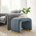 thumbnail image 2 of Accent Stool Chair Ottoman, Blue, Velvet, Living Kitchen Cafe Bistro Hospitality Restaurant, Modern Contemporary Boutique HB36441, 2 of 10
