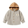 thumbnail image 3 of Toddler Boys Striped Hooded Sweatshirts Oversized Button Down Jackets Fall Cute Casual Long Sleeve Preppy Sweater with Pocket, 3 of 7