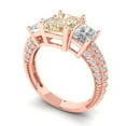 thumbnail image 2 of 3.61 ct Emerald Cut Natural Morganite 3 Stone 14K Rose Gold Womens Engagement Ring, 2 of 5