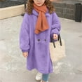 thumbnail image 6 of NAISIBABY Girls Faux Fur Overcoat, Thermal Lined Hooded Double-Breasted Winter Fashion Long Length Coat Purple 11T, 6 of 7