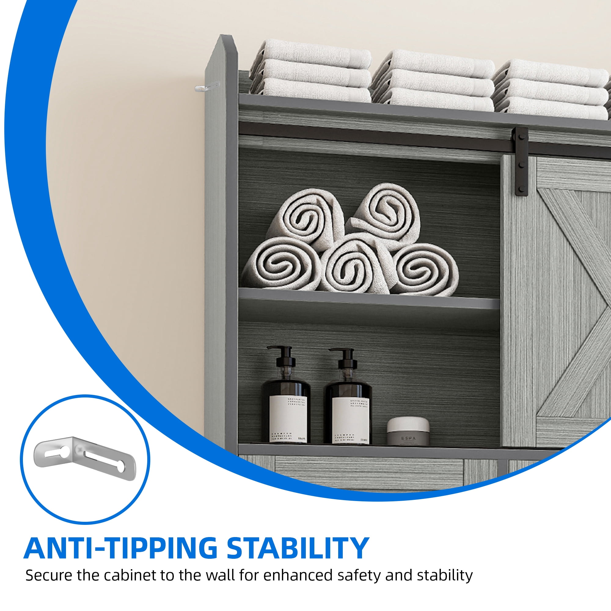 Uforic Over The Toilet Storage Cabinet,Bathroom Shelf Organizer with Storage Drawers,Toilet Paper Holder,and Adjustable Shelf