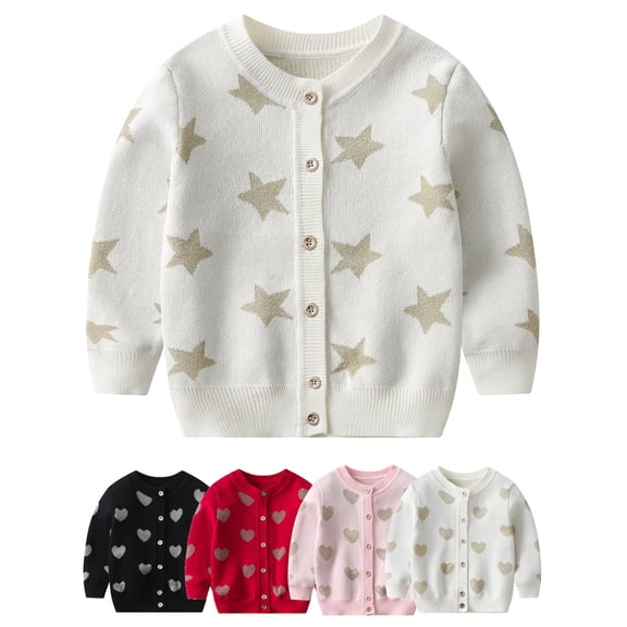 Toddler Girls Cardigan Long Sleeve Kids Button Sweater Knit Tops for Little Girls 1-7 Years