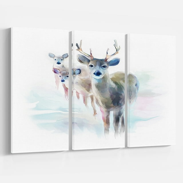 Designart - Beautiful Deer With Big Horns - Animal Canvas Art Print