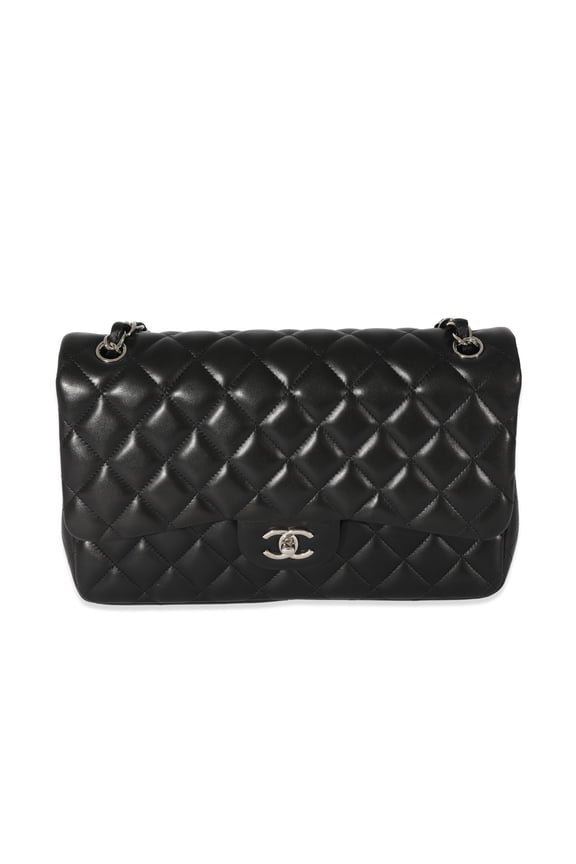 Pre-Owned Chanel Black Quilted Lambskin Jumbo Classic Double Flap