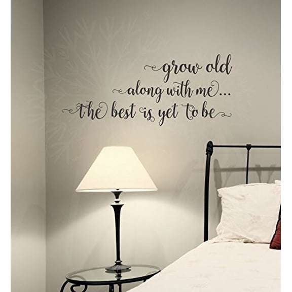 Wall Decor Plus More WDPM3879 "Grow Old Along With Me" Bedroom Wall Saying Vinyl Decal Stickers, Black, 23" x 10"