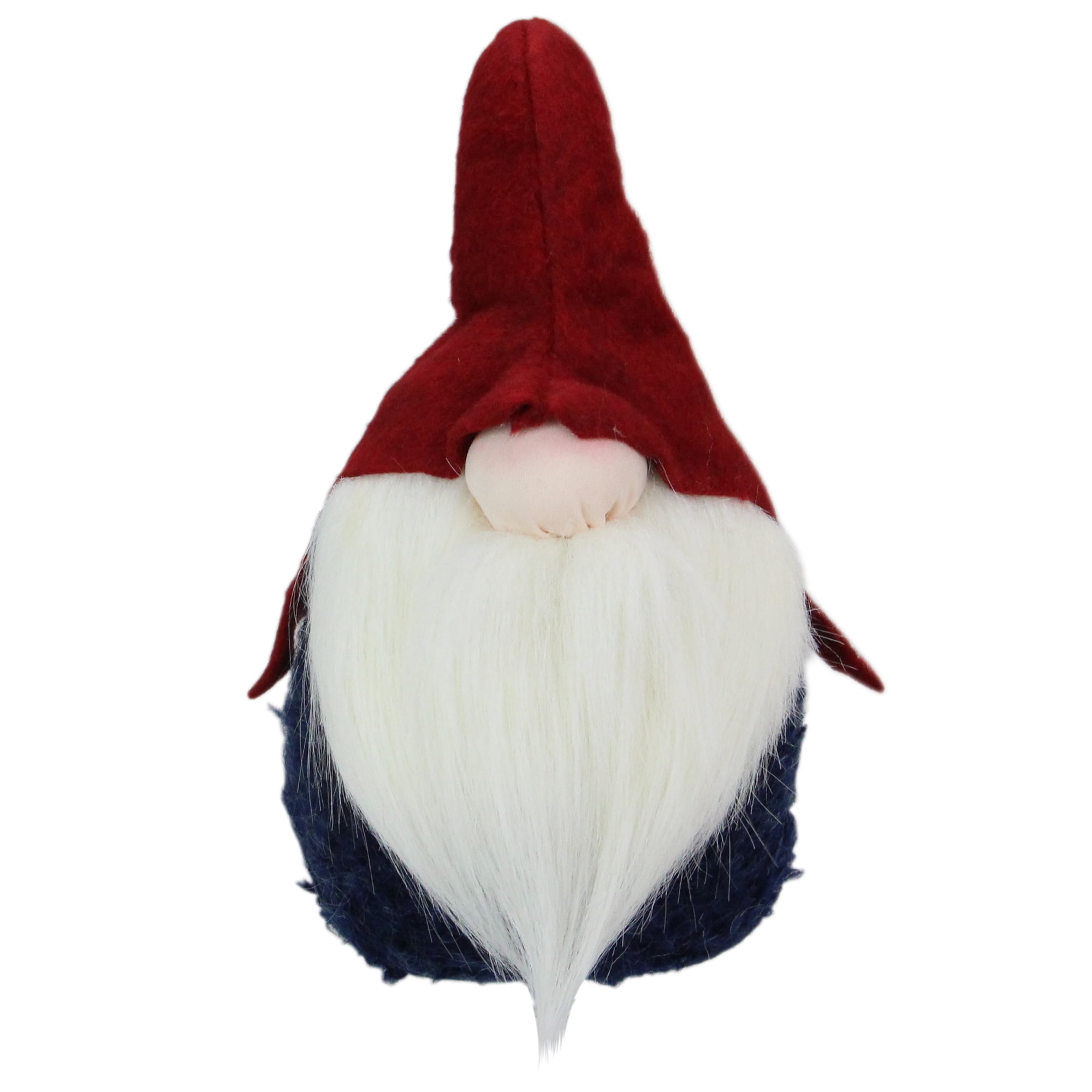 10" Plush Big Nose Gnome in Red Felt Hat and Furry Blue Bottom