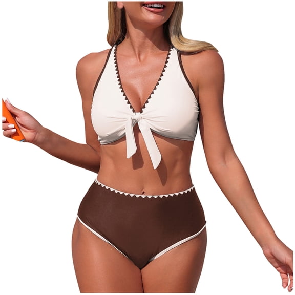 XuJwPNcy Womens Summer Swimsuits 2 Piece High Waisted Bikini Sets Butt Lifting Bathing Suits Cross Back Swimwear