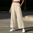 thumbnail image 2 of Fashion Lounge Pants Women Petite Plus Size Mid Waist Summer Solid Color Embroidered Loose Casual Pants, 2 of 6