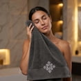 thumbnail image 1 of Aufmer 13.3 X 29.1 Inch Embroidered Pure Cotton Towel Elegant Pattern Design Thickened Practical Feature For Summer Student Dorm Daily Living Cleaning Use, 1 of 6