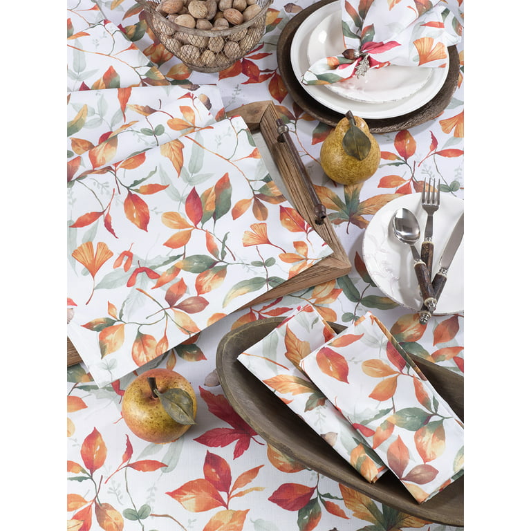 Holiday Autumn Leave Table Linen Cloth Napkins, 20x20, Set of 4