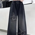 thumbnail image 3 of Povozer Girls Baggy Jeans Girls Bell Bottom Pants Wide Leg Denim Pants Teen Star Raw Edge Baggy Trousers High Waisted Boyfriend Y2K Jeans Girls Fashion,Size 12-13 Years,Black, 3 of 6
