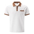 thumbnail image 1 of Playeras Negras Para Hombre Algodon Camiseta De Manga Corta Con Botones Y Bolsillo En El Pecho Con Bloques De Color Para Hombre, 1 of 5