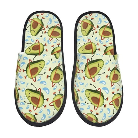 Balery Avocado Doing Sport Slient Indoor Furry Fleece Comfort House Shoes Soft Non-Slip Home Shoes Cotton slippers House Slippers-- Medium