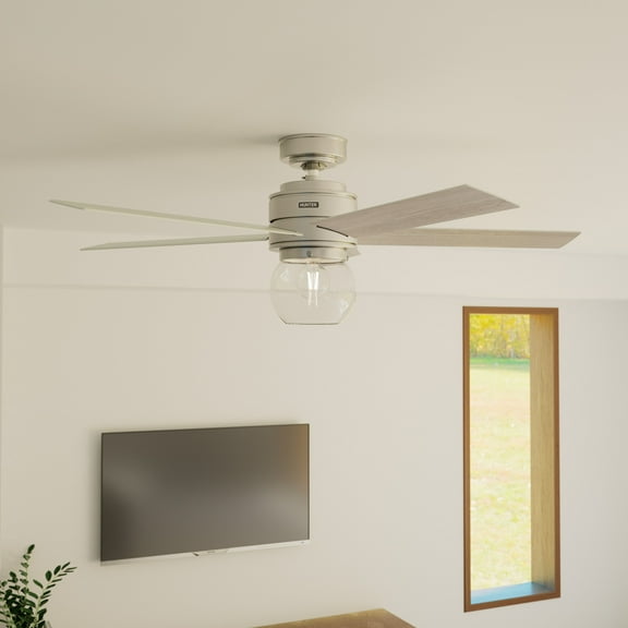 Hunter - Xidane Indoor Ceiling Fan With Light, Remote, 52-inch, Brushed Nickel, Casual-style, 3-speed WhisperWind Motor, 52656, for Living Rooms, Bedrooms