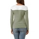 thumbnail image 3 of BLUSA CHIC para Mujeres Inspire, de Rayas, Color Block, de Manga Larga, Camiseta Casual, Talla XS, Verde Ejército, 3 of 8