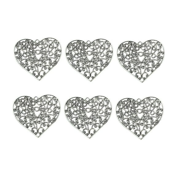 EHJRE 6Pieces Tibetan Heart Pendant Jewelry Making Charms Extra Large Pendants