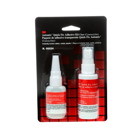 3M Quick Fix Adhesive Kit, 08224, 0.7 oz adhesive/2.0 oz accelerator Bottles, 6 per case