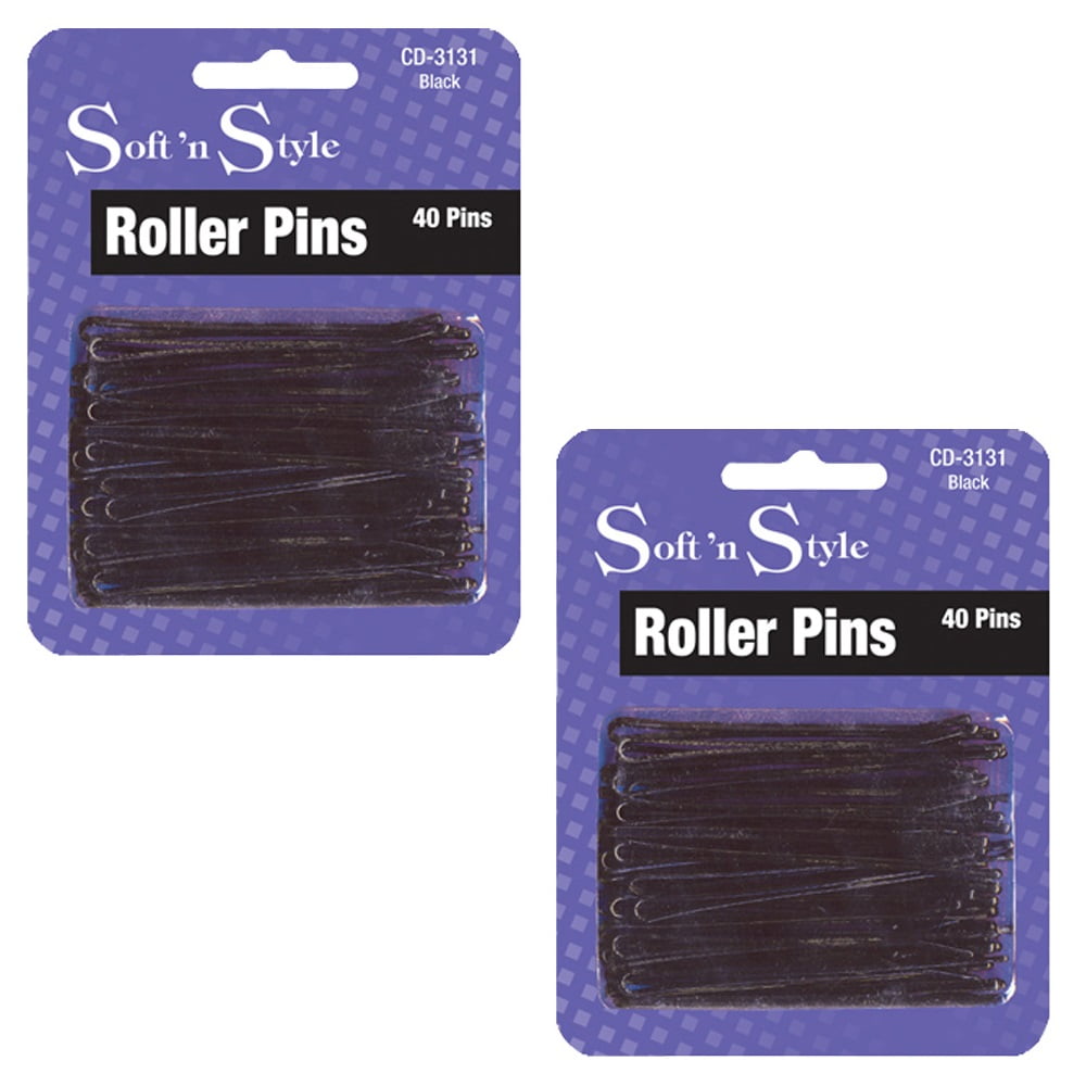SOFT 'N STYLE Salon Beauty Hair Roller Pins 3" Black 40/Card HCCD3131